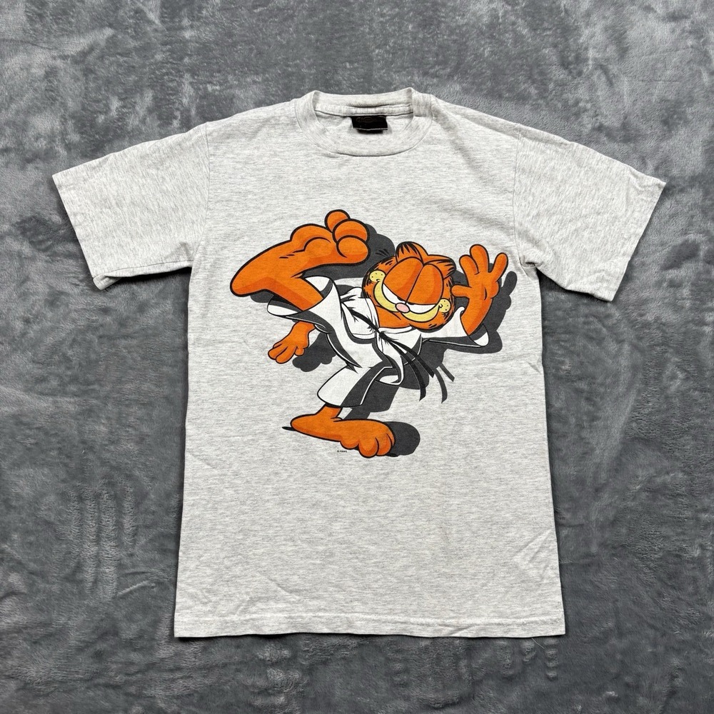 Vintage Garfield 90s Karate Cartoon T-Shirt Martial Arts Made In USA Youth Large